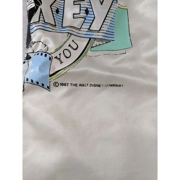 Walt Disney Mickey Mouse Chalk Line Satin Bomber Jacket Large 1987 Sixty Years - Picture 3 of 12